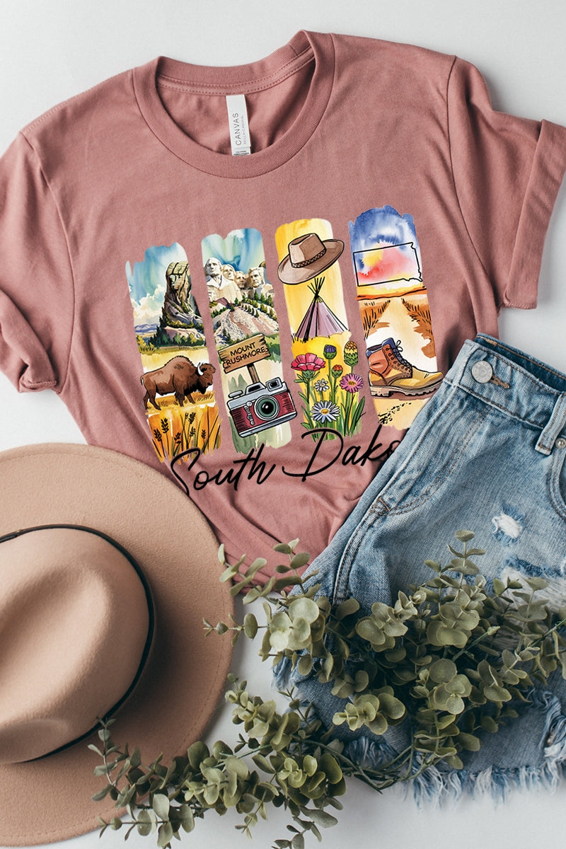 US3001-E3061SD South Dakota State Brushstroke Graphic Tee $12.5