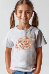 US3001Y-E3133Z Floral Football Kids Graphic Tee $11