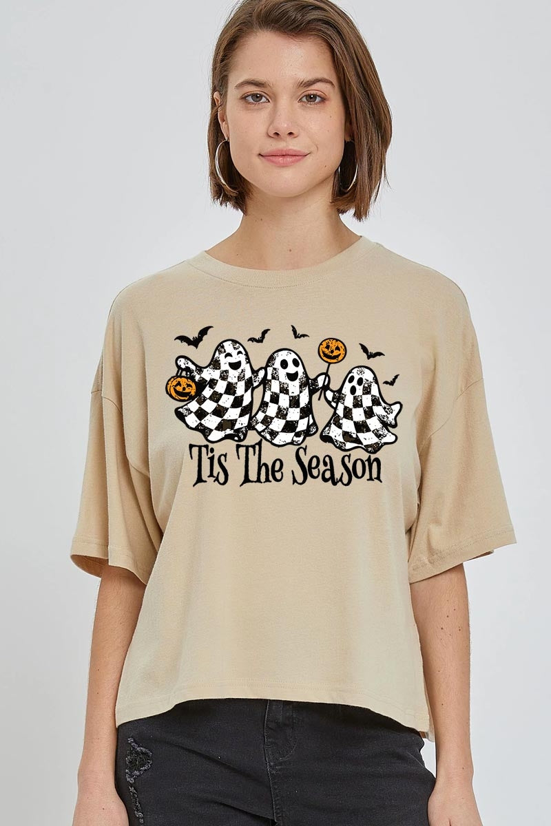 CTS-E3124 Retro Ghosts Graphic Relaxed Crop Top $11