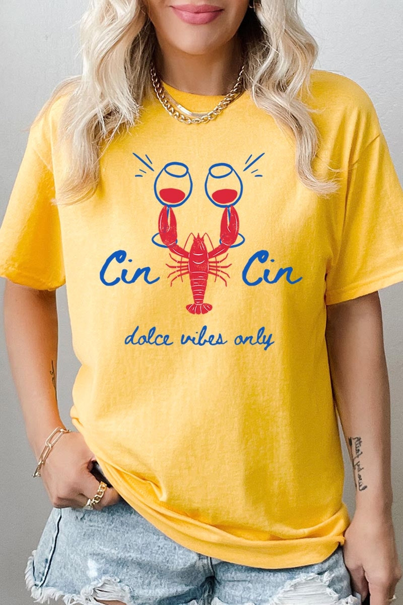 5000-E3069 Cin Cin Lobster Graphic Heavy Cotton Tee $9