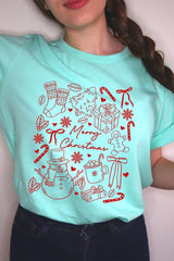 US3001-E3181 Christmas Doodle Graphic Tee $12.5