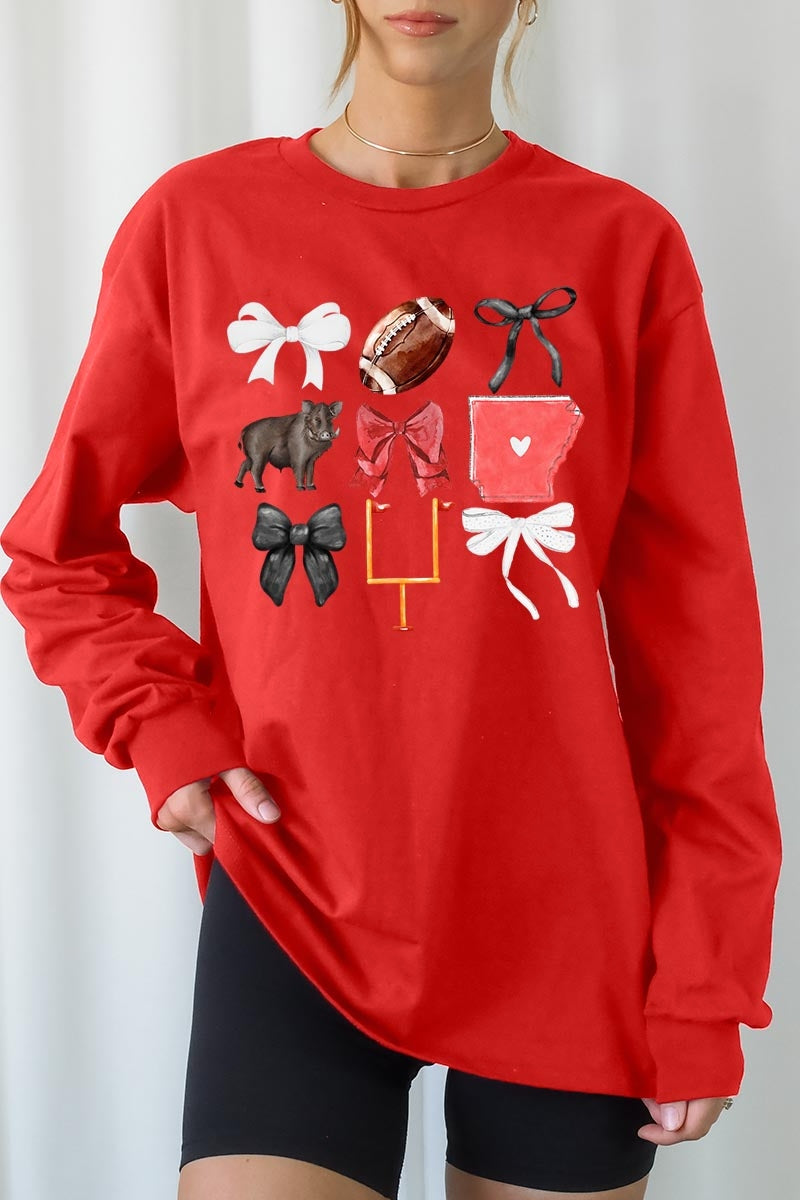 UL240-E3077 Arkansas Football Graphic Long Sleeve Tee $13.75