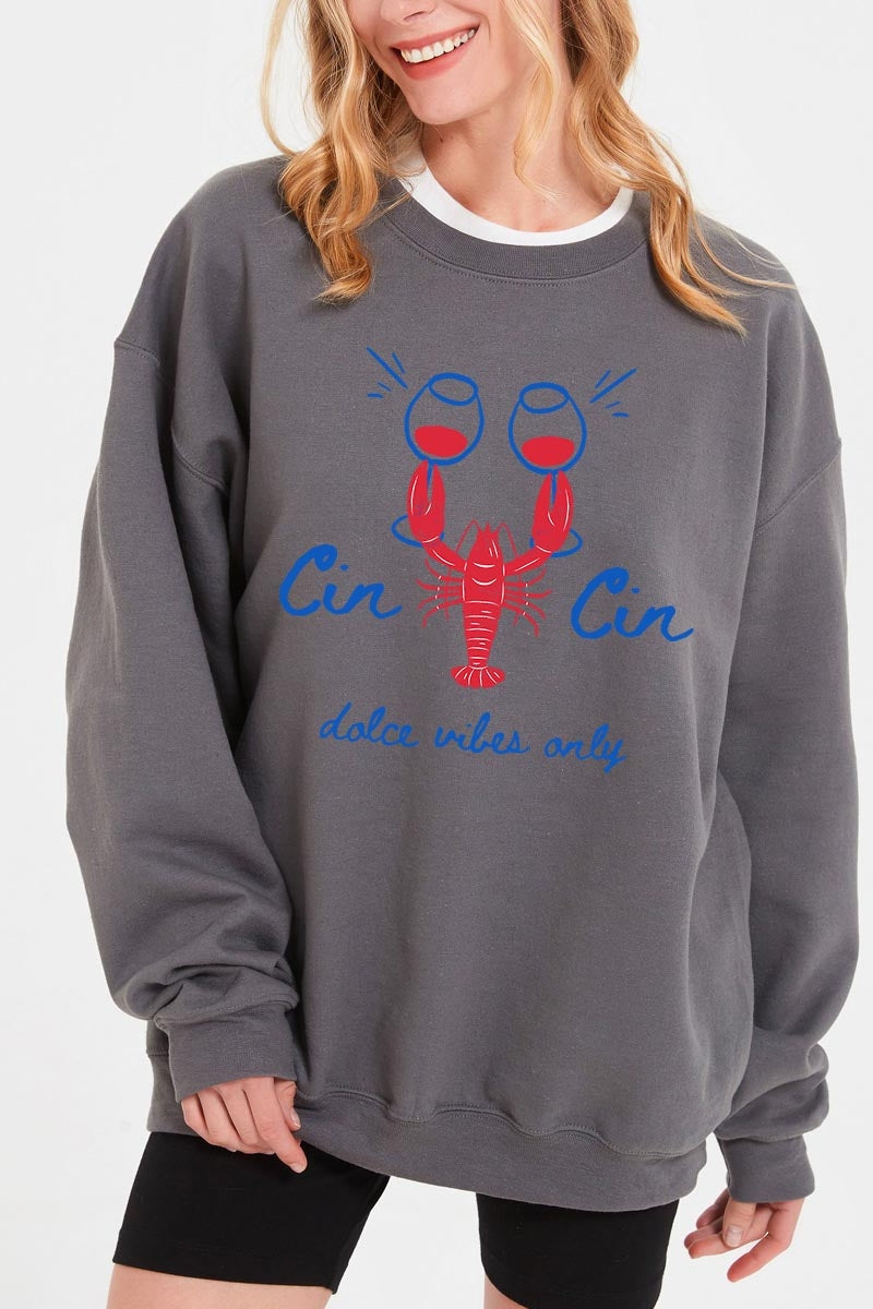 UL180-E3069 Cin Cin Lobster Celebration Graphic Sweatshirt $20
