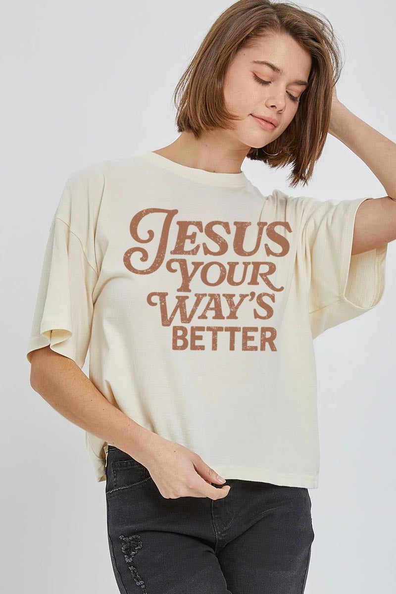 CTS-E3114 Christian Graphic Relaxed Crop Top $11