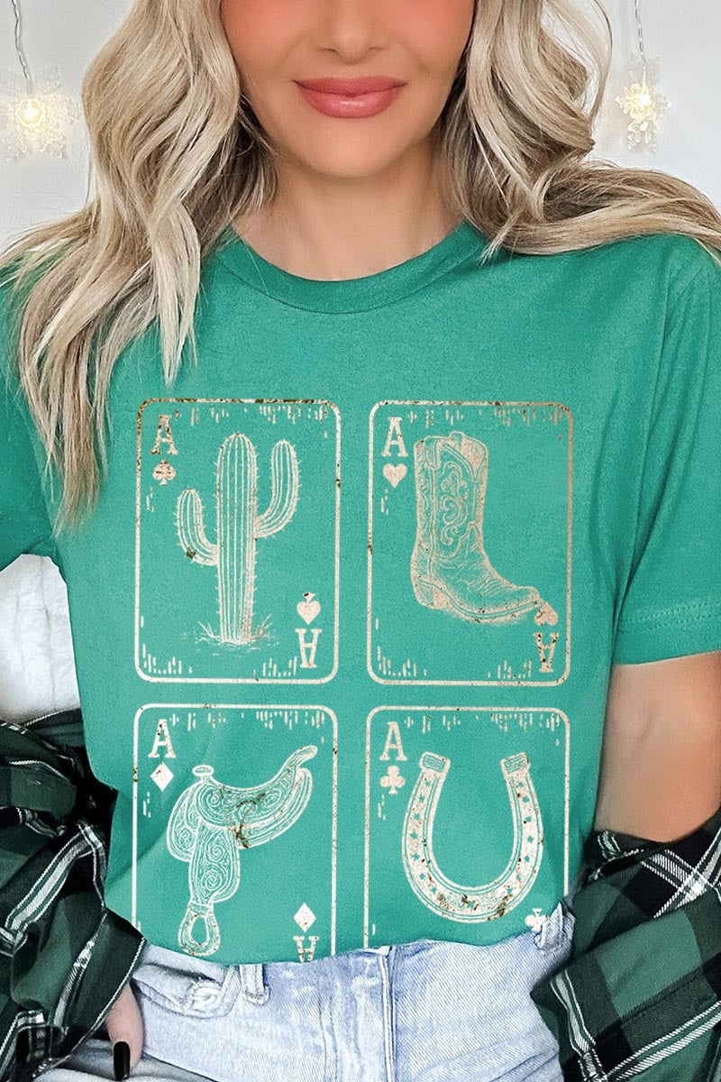 US3001P-E3094 Western Cowgirl Card Graphic Plus Tee $16