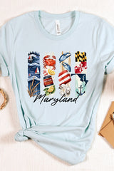 US3001P-E3061MD Maryland State Brushstroke Graphic Plus Tee $16