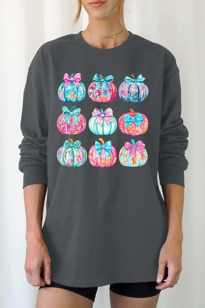 UL240-E3137 Coquette Pumpkin Graphic Long Sleeve Tee $13.75