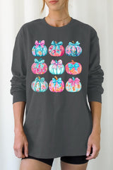 UL240-E3137 Coquette Pumpkin Graphic Long Sleeve Tee $13.75