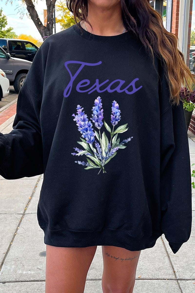 UL180-E3060 Texas Bluebonnet Graphic Sweatshirt $20
