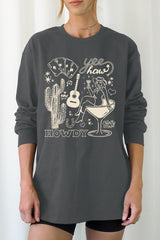 UL240-E3097 Cowgirl Country Music Graphic Long Sleeve Tee $13.75