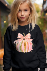UL180B-E3083Z Brushstroke Pumpkin Kids Graphic Sweatshirt $20