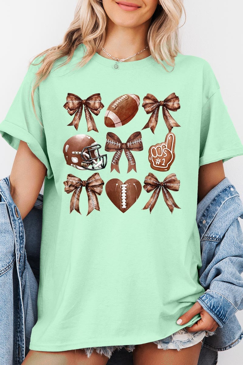 5000-E3054 Cute Football and Bow Graphic Heavy Cotton Tee $9