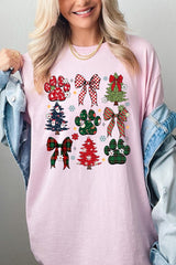 5000P-E3195 Christmas Bow Paw Graphic Plus Heavy Cotton Tee $12.75
