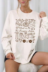 UL240-E3163 Pumpkin Patch Doodle Graphic Long Sleeve Tee $13.75