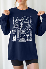 UL240P-E3188 Ski Doodle Graphic Plus Long Sleeve Tee $17