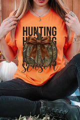 US3001P-E3190 Hunting Pumpkin Bow Graphic Plus Tee $16