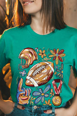 US3001P-E3072 Retro Floral Football Graphic Plus Tee $16
