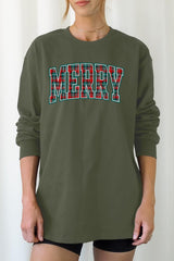UL240P-E3210 Classic Plaid Merry Graphic Plus Long Sleeve Tee $17