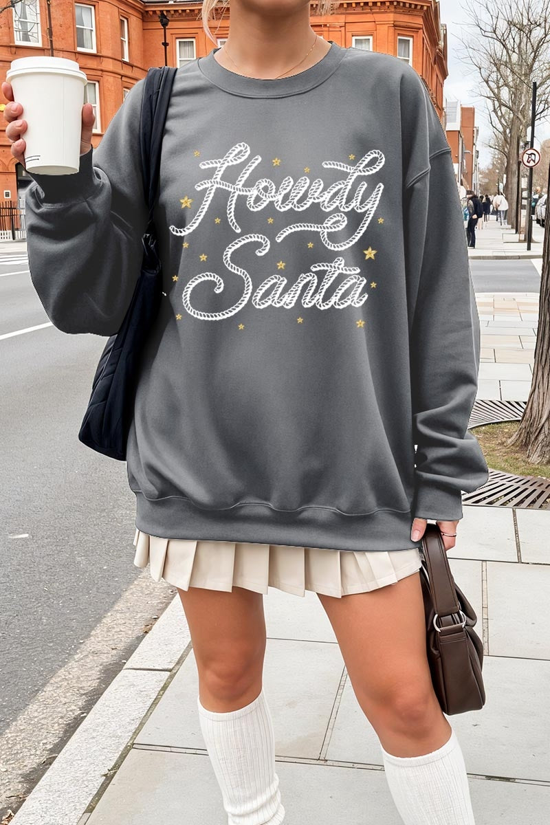 UL180P-E3199 Howdy Santa Graphic Plus Sweatshirt $25