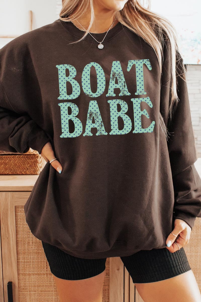 UL180-E3466 Boat Babe Dot Graphic Sweatshirt $20