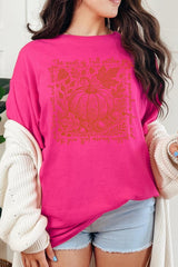 5000-E3112 Fall Pumpkin Botanical Graphic Heavy Cotton Tee $9