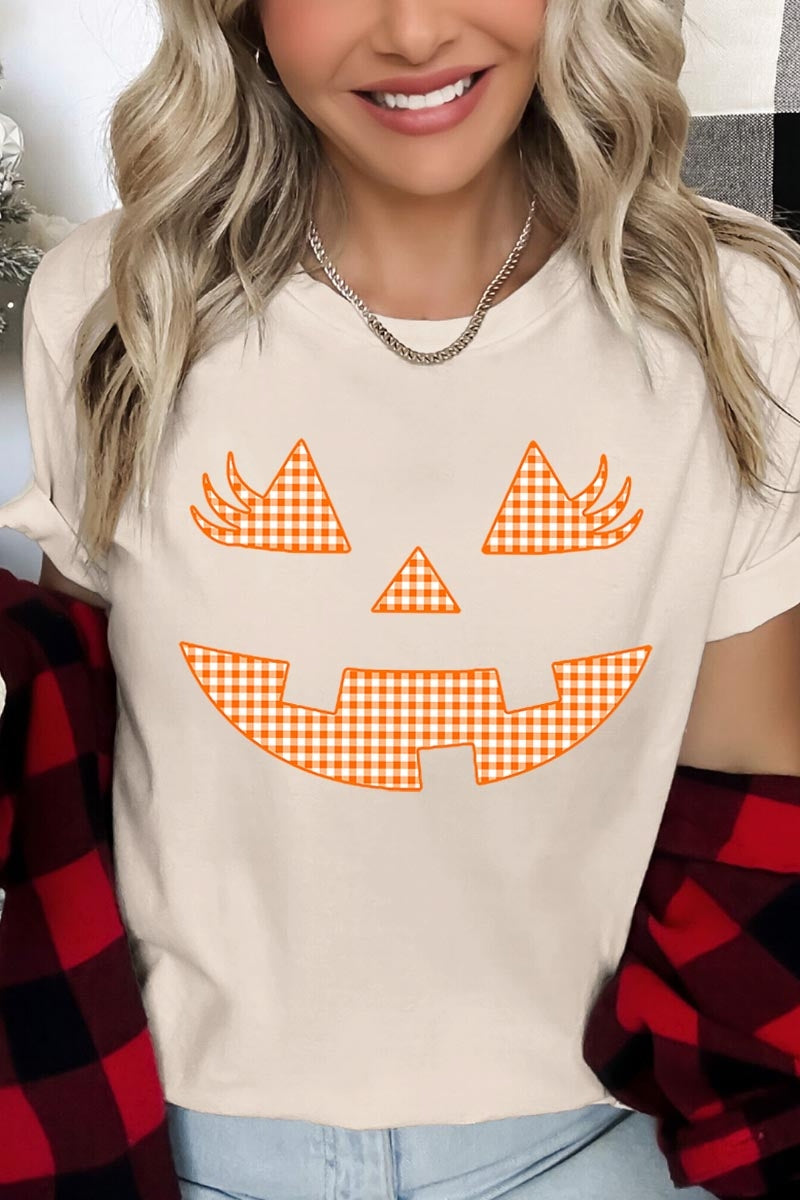 US3001-E3148 Cute Pumpkin Halloween Graphic Tee $12.5