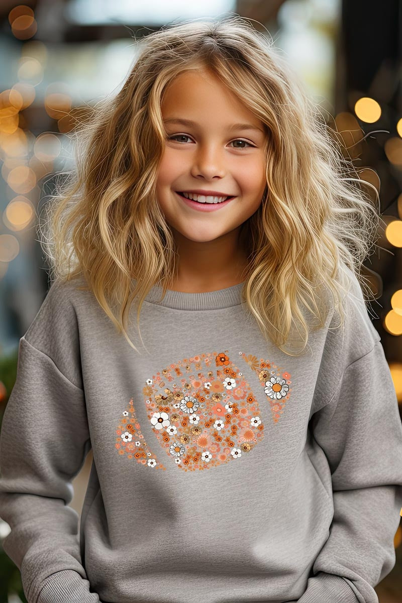 UL180B-E3133Z Floral Football Kids Graphic Sweatshirt $20