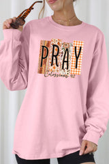 UL240P-E3166 Pray Fall Christian Graphic Plus Long Sleeve Tee $17
