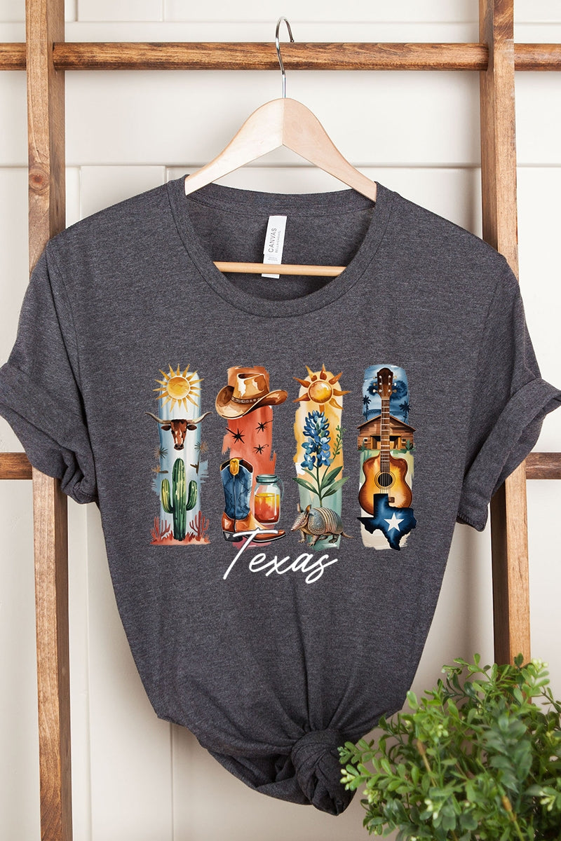 US3001P-E3061TX Texas State Brushstroke Graphic Plus Tee $16