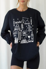 UL240-E3188 Ski Doodle Graphic Long Sleeve Tee $13.75