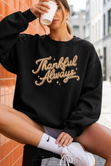 UL180P-E3168 Thankful Always Graphic Plus Sweatshirt $25