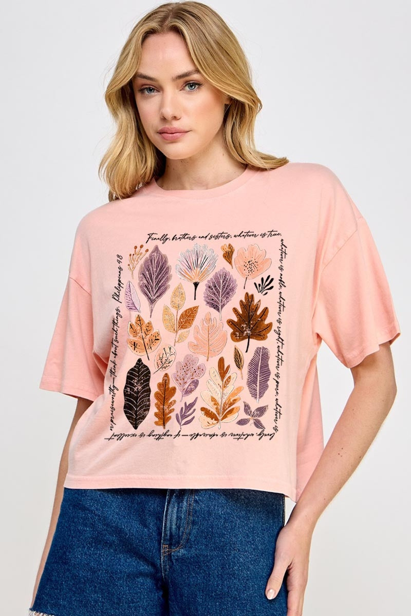 CTS-E3147 Christian Fall Graphic Relaxed Crop Top $11