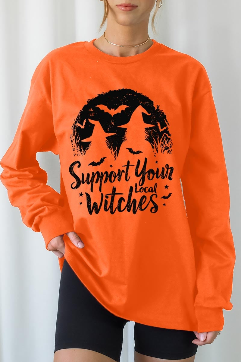 UL240P-E3161 Local Witches Halloween Graphic Plus Long Sleeve Tee $17