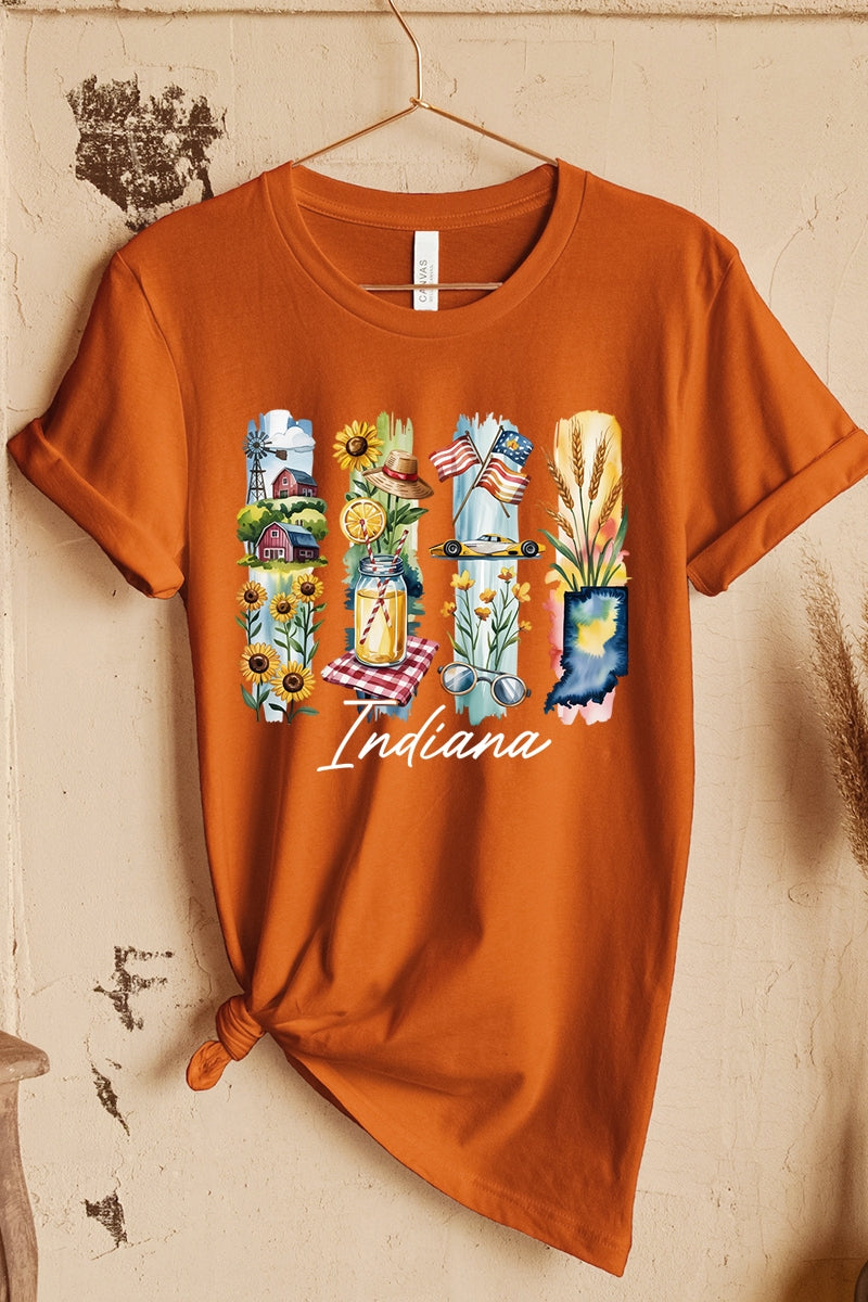 US3001-E3061IN Indiana State Brushstroke Graphic Tee $12.5