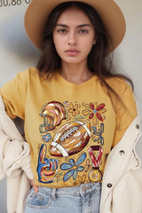US3001P-E3072 Retro Floral Football Graphic Plus Tee $16
