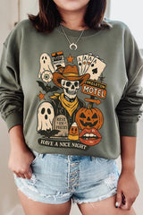UL180P-E3107 Spooky Western Skeleton Graphic Plus Sweatshirt $25
