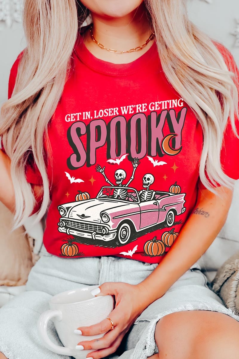 US3001-E3142 Spooky Skeleton Graphic Tee $12.5