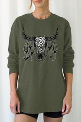UL240-E3176 Western Bullskull Graphic Long Sleeve Tee $13.75