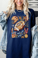 5000-E3072 Retro Floral Football Graphic Heavy Cotton Tee $9
