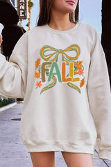 UL180P-E3121 Fall Brushstroke Bow Graphic Plus Sweatshirt $25