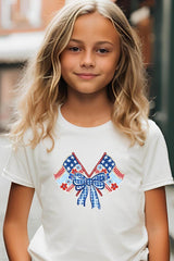 US3001Y-E3482Z Patriotic Bow Flags Kids Graphic Tee $11