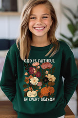 UL180B-E3171Z Faithful In Every Season Kids Graphic Sweatshirt $20