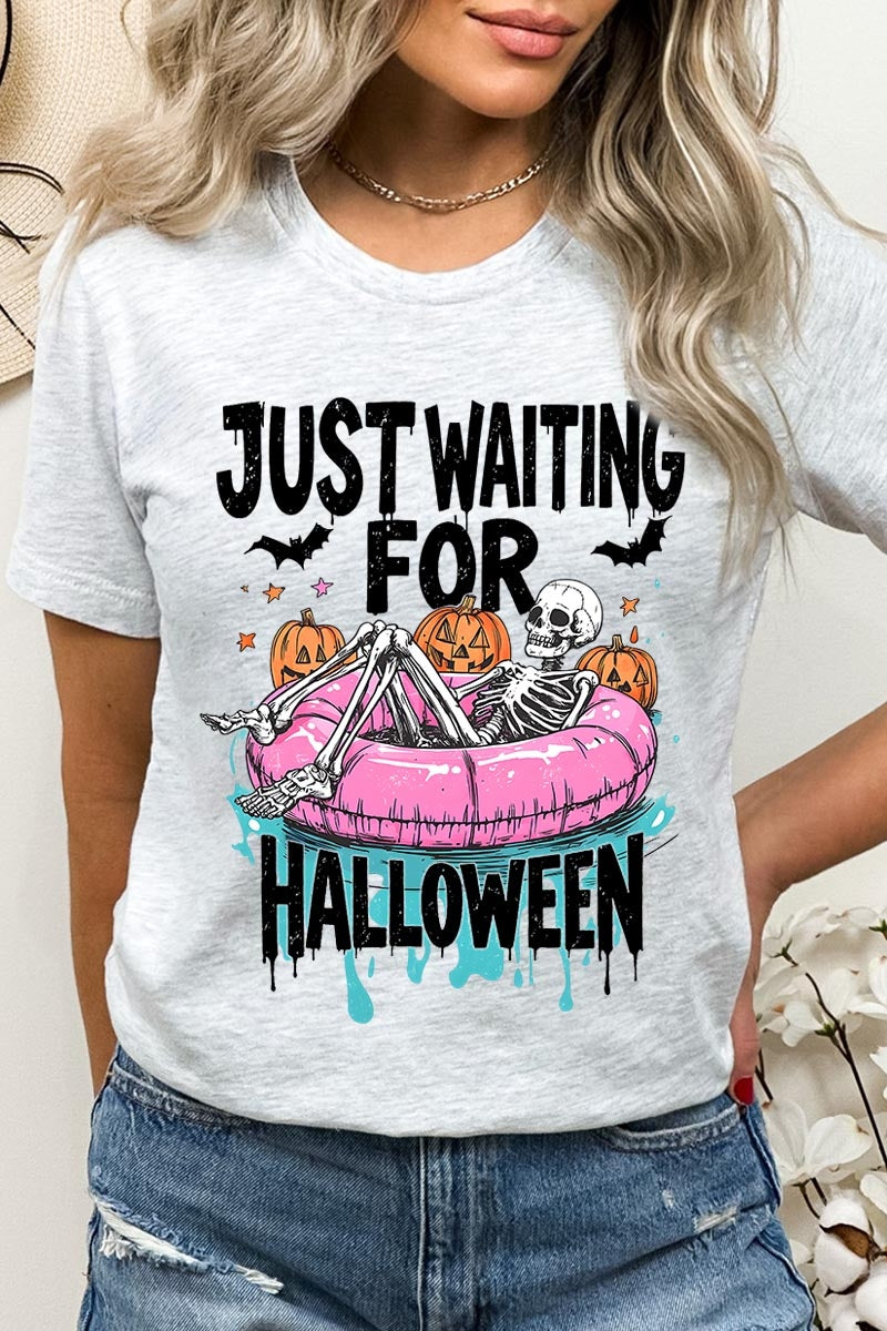 US3001-E3138 Just Waiting For Halloween Graphic Tee $12.5
