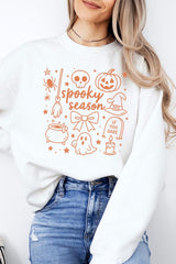 UL180-E3141 Halloween Doodle Graphic Sweatshirt $20