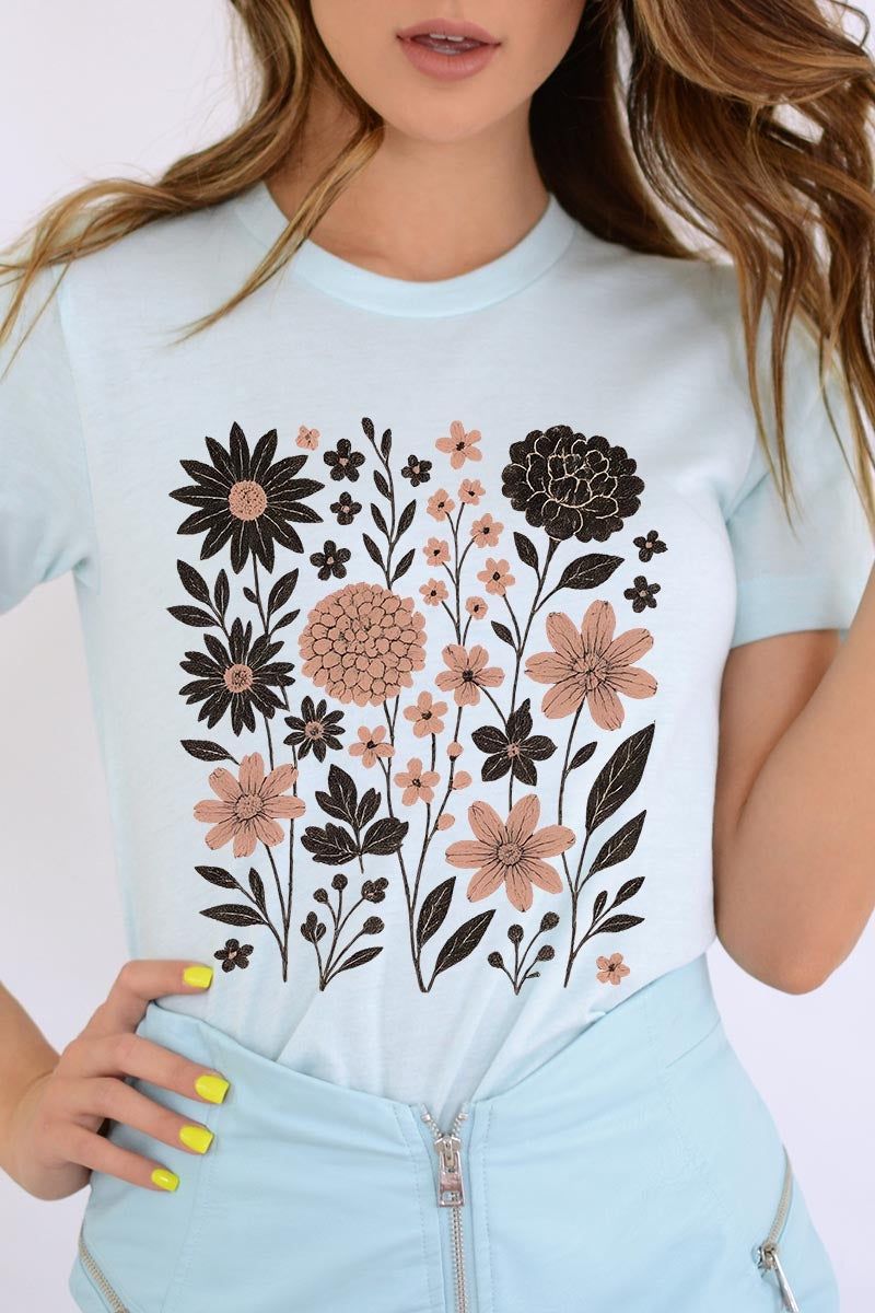 US3001P-E3178 Fall Floral Garden Graphic Plus Tee $16