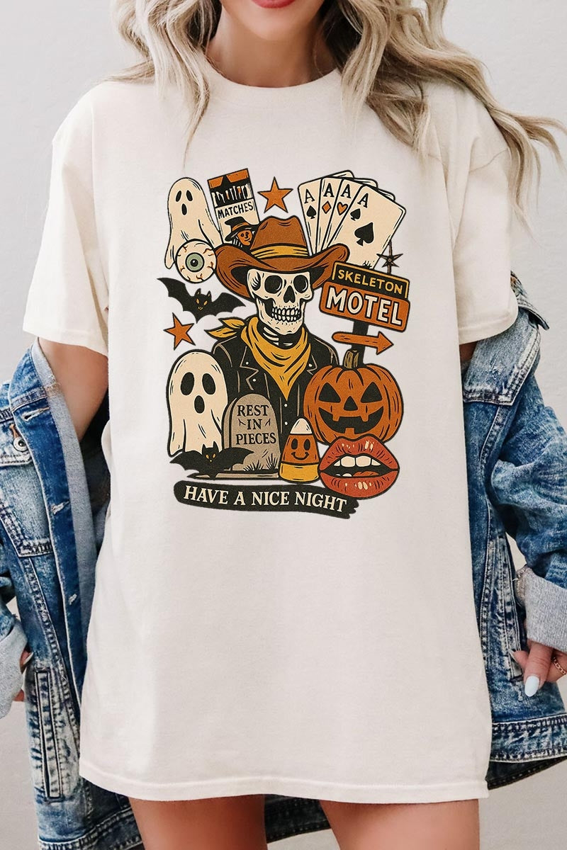 5000P-E3107 Spooky Skeleton Graphic Plus Heavy Cotton Tee $12.75