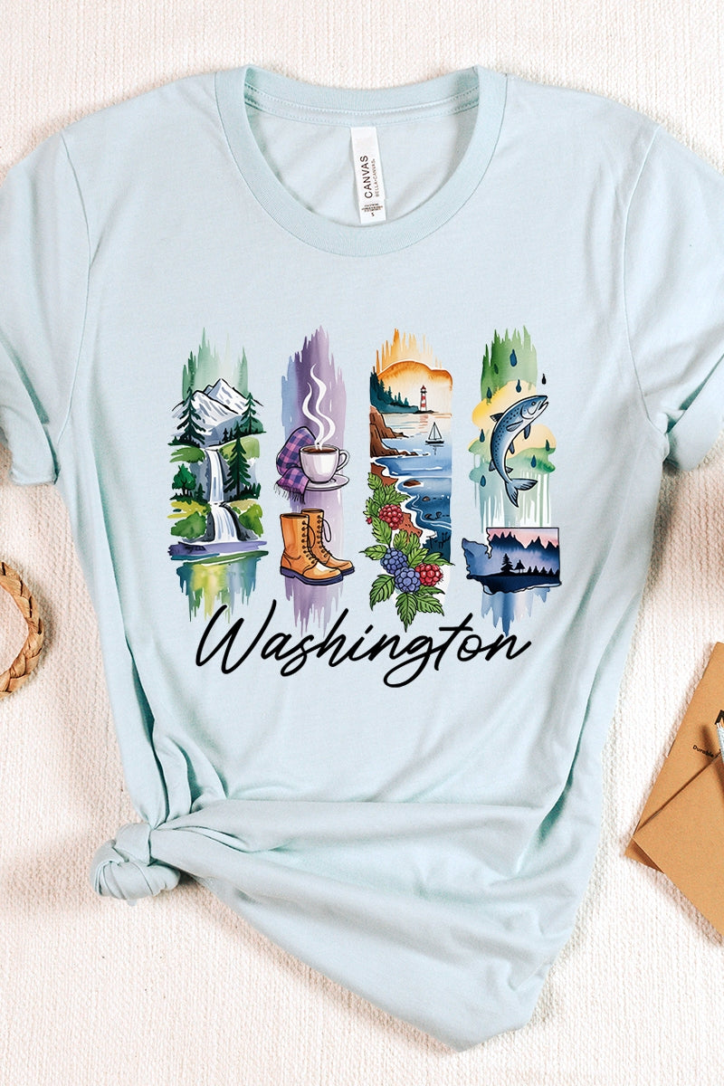 US3001P-E3061WA Washington State Brushstroke Graphic Plus Tee $16
