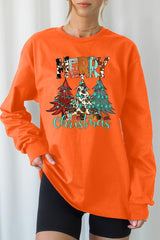 UL240P-E3200 Merry Christmas Trees Graphic Plus Long Sleeve Tee $17