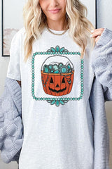 5000P-E3140 Halloween turquoise pumpkin Plus Heavy Cotton Tee $12.75
