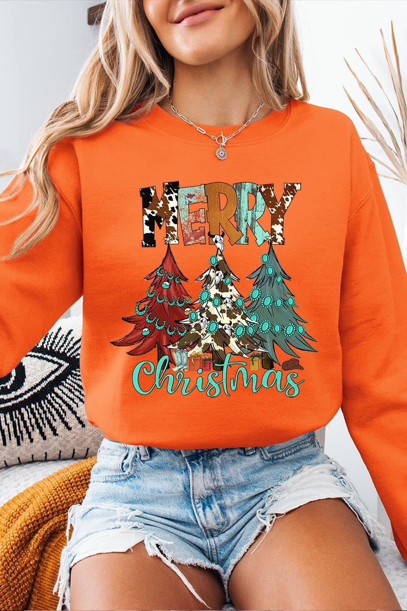 UL180-E3200 Merry Christmas Trees Graphic Sweatshirt $20